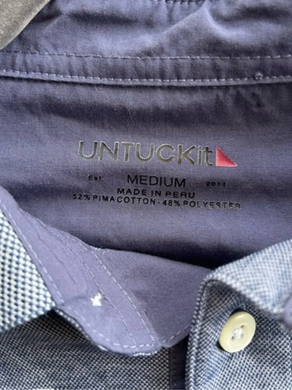 UNTUCKit Gray Long Sleeve Polo Shirt Men’s Medium Pima Cotton Blend - Picture 4 of 6